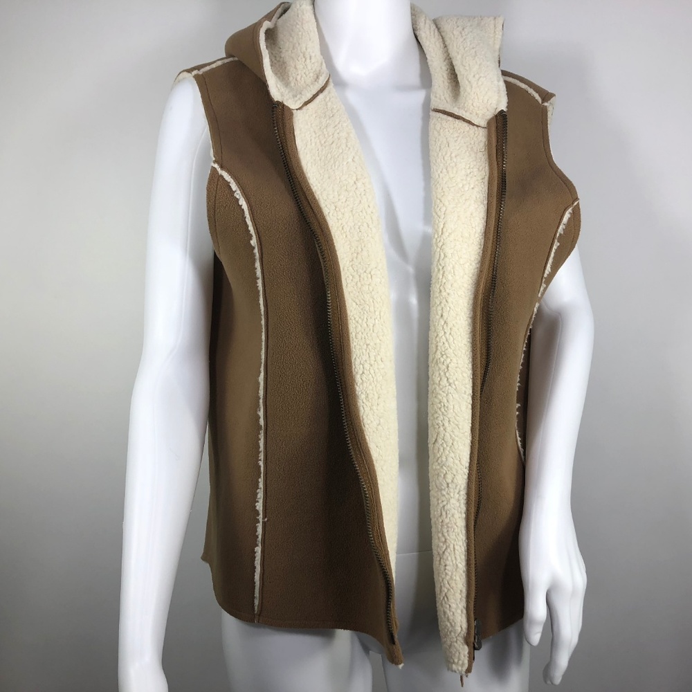 Lauren Ralph Lauren Hooded Brown/Beige Lined Vest